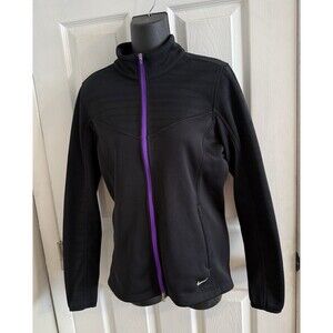 Nike Golf Jacket Women’s Size Medium Black Purple Fleece Performance Therma Fit